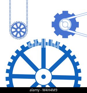 Mechanical cogs & chains. made to move & drive materials through a factory Stock Vector