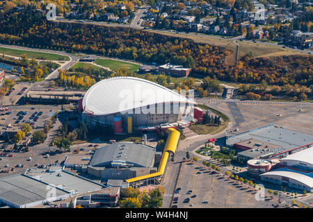 Aerial view of the Saddledome in the city of Calgary, Alberta Canada Stock Photo