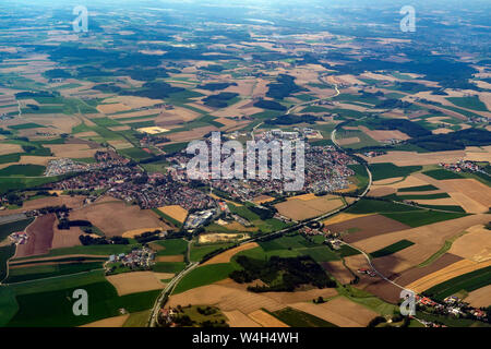 bavaria germany farmed fields aerial view panorama landscape from airplane Stock Photo