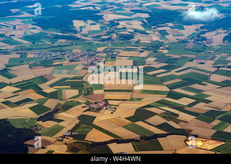 bavaria germany farmed fields aerial view panorama landscape from airplane Stock Photo