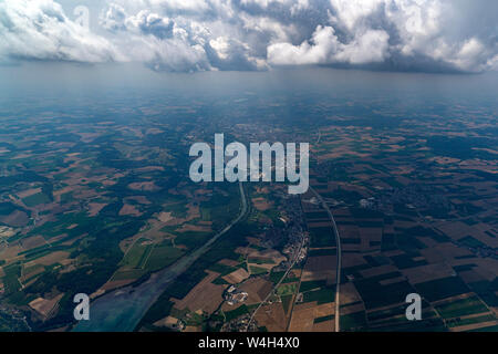 bavaria germany farmed fields aerial view panorama landscape from airplane Stock Photo