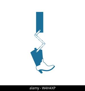 Machine arm manipulating a boot using an extendable arm reaching down from a rectangular box Stock Vector