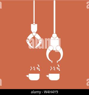 Linear conveyor arms over pots of metal ingets Stock Vector