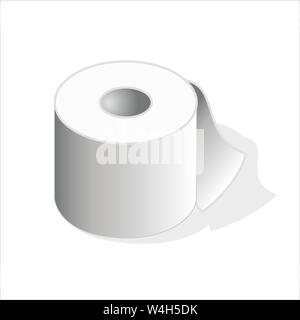 Single toilet paper roll with the end folding in on itself Stock Vector