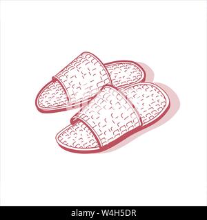 A pair of hotle slippers Stock Vector