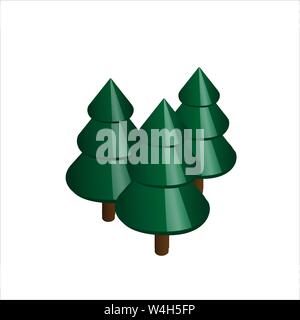 Group of 3 graphic stylized carniforous evergreen trees Stock Vector