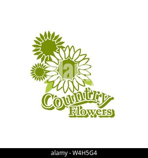 Geometric flowerhead with country text Stock Vector
