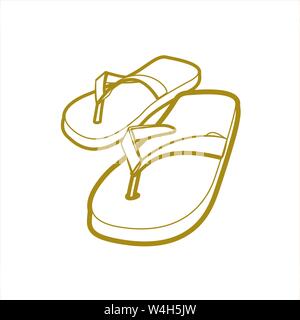 A pair of thong shoes with a toe thong & strapps soles Stock Vector
