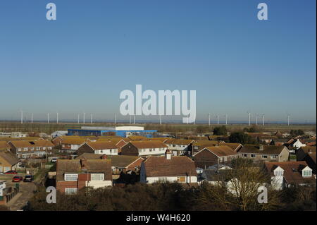 Onshore wind farm at Camber in East Sussex Stock Photo