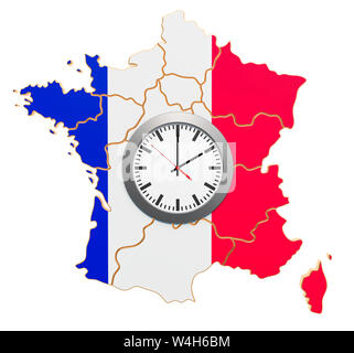 Time Zones in France concept. 3D rendering Stock Photo