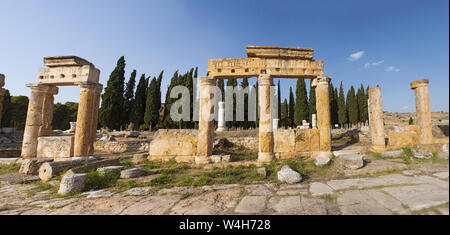 Turkey: view of the Latrine on Frontinus Street, main street to the Roman city of Hierapolis (Holy City), located on hot springs in classical Phrygia Stock Photo