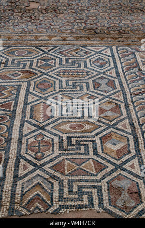 Turkey: mosaics on the floor of the Church of Laodicea, city on the river Lycus, one of the Seven churches of Asia addressed in the Book of Revelation Stock Photo