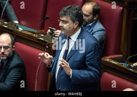 Roma, Italia. 23rd July, 2019. Foto Roberto Monaldo/LaPresse23-07-2019 Roma Politica Camera dei Deputati - dl Sicurezza bis Nella foto Emanuele Fiano Photo Roberto Monaldo/LaPresse 23-07-2019 Rome (Italy) Chamber of Deputies - Law decree on Security In the pic Emanuele Fiano Credit: LaPresse/Alamy Live News Stock Photo