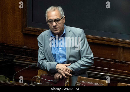 Roma, Italia. 23rd July, 2019. Foto Roberto Monaldo/LaPresse23-07-2019 Roma Politica Camera dei Deputati - dl Sicurezza bis Nella foto Michele Anzaldi Photo Roberto Monaldo/LaPresse 23-07-2019 Rome (Italy) Chamber of Deputies - Law decree on Security In the pic Michele Anzaldi Credit: LaPresse/Alamy Live News Stock Photo