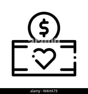 Volunteers Support Money Box Vector Thin Line Icon Stock Vector