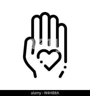 Volunteers Support Hand Love Vector Thin Line Icon Stock Vector