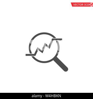 Financial analysis icon. Magnifier with analysis chart symbol Stock Vector
