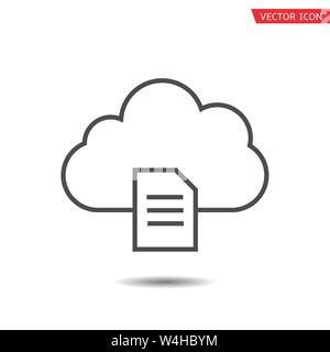 File cloud icon. File storage concept, cloud with document Stock Vector