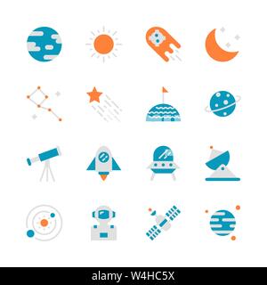 Space in flat icon set design.Vector illustration Stock Vector