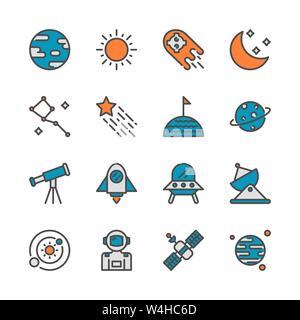 Space in colorline icon set design.Vector illustration Stock Vector