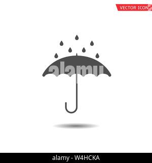 Waterproof technology icon. Umbrella with falling water drops Stock Vector