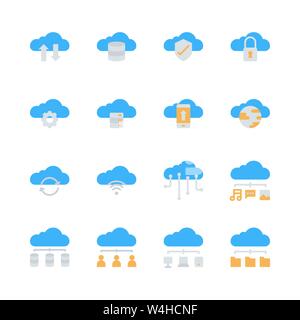 Cloud technology icon set in  flat design..Vector illustration Stock Vector