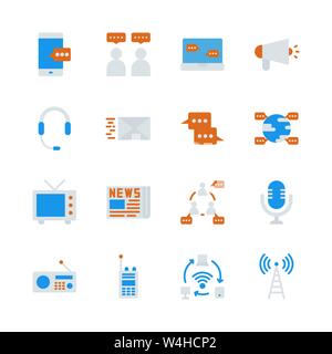 Communication device in flat icon set.Vector illustration Stock Vector