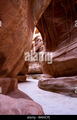 The Main Red Canyon in Petra Archaeological Site - UNESCO Heritage Stock Photo