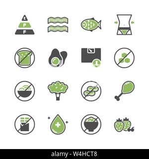 Ketogenic diet in glyph icon set.Vector illustration Stock Vector