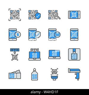 Qr code related in  colorline icon set.Vector illustration Stock Vector