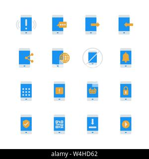 Cell phone in flat icon set.Vector illustration Stock Vector