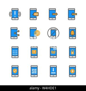 Cell phone in colorline icon set.Vector illustration Stock Vector