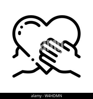 Volunteers Support Hand Hold Vector Thin Line Icon Stock Vector