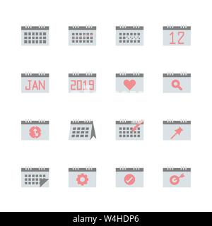 Calendar related in flat icon set.Vector illustration Stock Vector