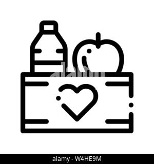 Volunteers Support Food Box Vector Thin Line Icon Stock Vector