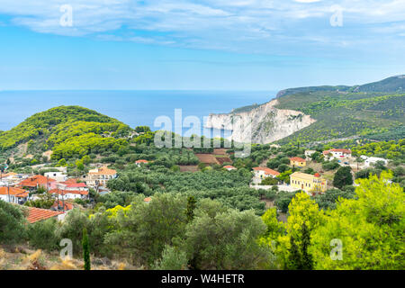 Greece, Zakynthos, Paradise like landscape and small village on holiday destination island Stock Photo