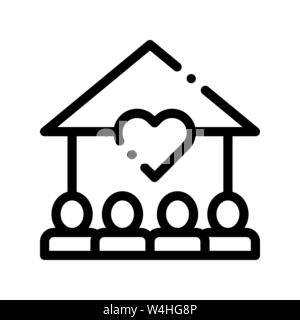 Volunteers Support House Vector Thin Line Icon Stock Vector