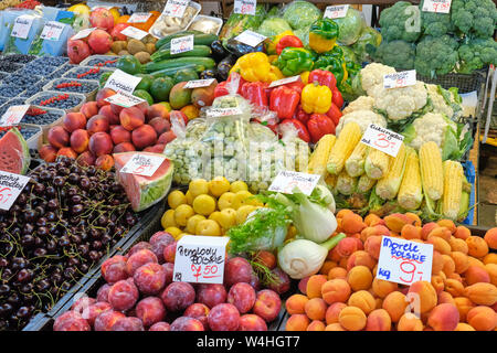 Fruits and vegetables for sale at a market in Wroclaw, Poland Stock Photo