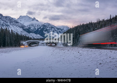 Animal Overpass on the Trans Canada Highway in Banff National Park, Canada Stock Photo
