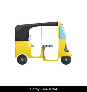 Vector tuk tuk. A flat cartoon illustration of Asian public transport. Isolated image. Stock Vector