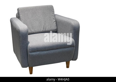 Gray single sofa in modern style isolated on white. Stock Photo