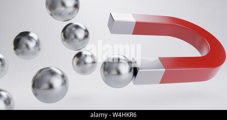 magnet chrome balls magnetic design 3d-illustration Stock Photo