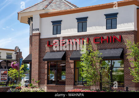 Maple Grove, Minnesota - July 21, 2019: Exterior of a Leann Chin chinese asian restuarant. This American chain is based in the Minneapolis area Stock Photo