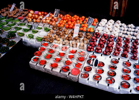 Chilli peppers in a street market in Manila in Luzon Metro Manila in the Philippines in Southeast Asia Far East Stock Photo