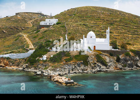 Church of Agia Irini (Saint Irene)  near the Ormos harbour, Ios, Cyclades Islands,  Greece Stock Photo