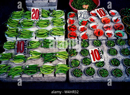 Chilli peppers in a street market in Manila in Luzon Metro Manila in the Philippines in Southeast Asia Far East Stock Photo