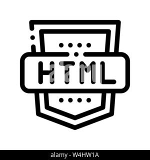 Coding Language HTML System Vector Thin Line Icon Stock Vector