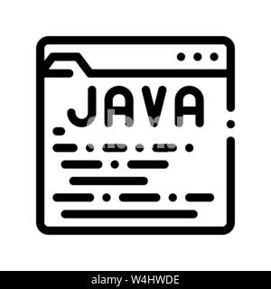 Coding Language Java System Vector Thin Line Icon Stock Vector