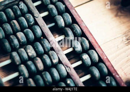 Old abacus. Chinese traditional calculator. Picture financial concept design. Stock Photo