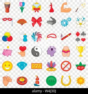 Quality icons set, cartoon style Stock Vector